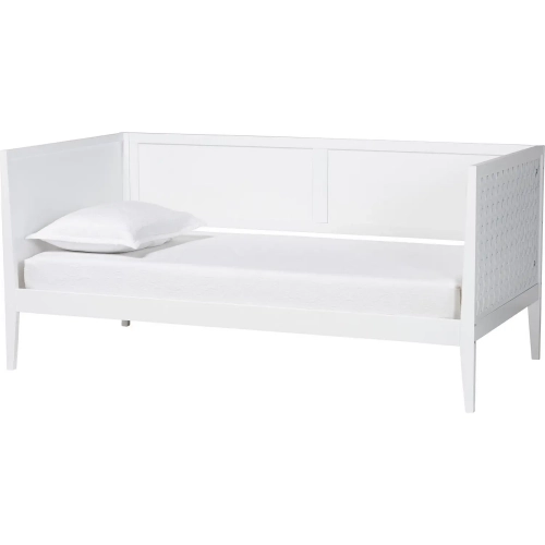 Lara Twin Daybed with Wraparound Overlay in White Wood