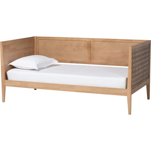 Lara Twin Daybed with Wraparound Overlay in Oak Brown Wood