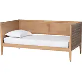 Lara Twin Daybed with Wraparound Overlay in Oak Brown Wood