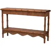 Alessa 54" Console Table in Fluted Mahogany Wood & Rattan