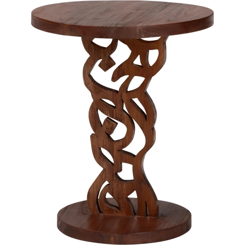 Donna Round Pedestal Nightstand in Mahogany Wood