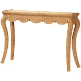 Deborah Scalloped Console Table in Light Honey Hand Woven Rattan