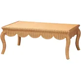 Deborah Scalloped Coffee Table in Light Honey Hand Woven Rattan