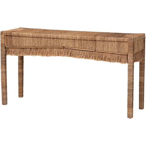 Fiona Console Table in Handwoven Seagrass with Fringe