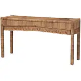 Fiona Console Table in Handwoven Seagrass with Fringe