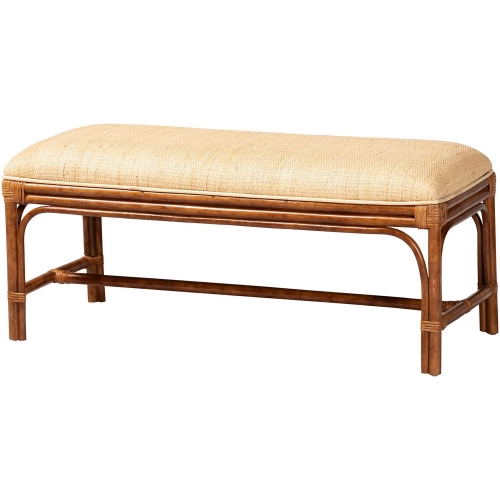Belen Bench in Hand Woven Marbled Tortoise Natural Rattan