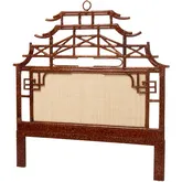 Tamiko King Pagoda Style Standalone Headboard in Marbled Tortoise Brown Rattan
