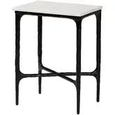 Akanji End Table in White Marble & Hand Forged Black Metal