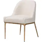 Nalima Wingback Dining Chair in Ivory Boucle Fabric & Hand Forged Gold Metal (Set of 2)