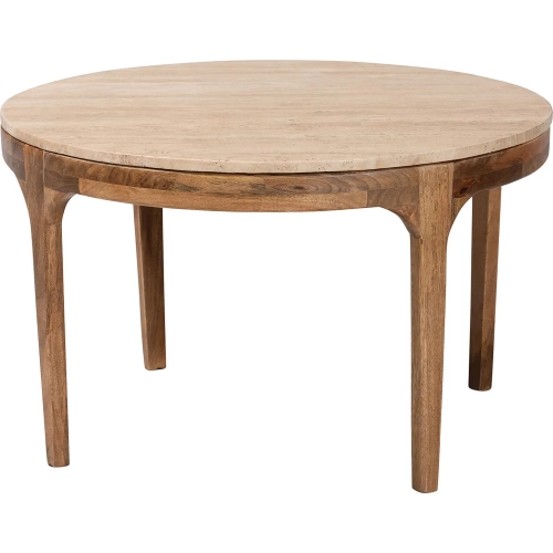 Prospero Round Coffee Table in Travertine & Mango Wood