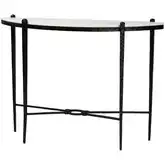 Caledon Half Moon Console Table in White Marble & Hand Forged Black Metal