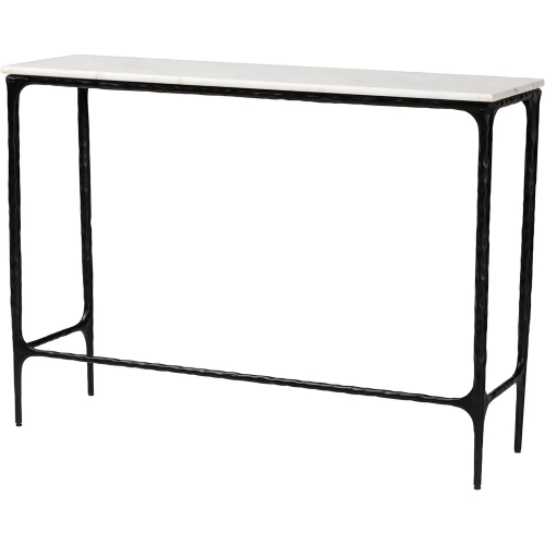 Edsel Console Table in White Marble & Hand Forged Black Metal