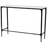 Edsel Console Table in White Marble & Hand Forged Black Metal