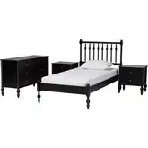 Callison Spindle 4 Piece Twin Bedroom Set in Black Wood