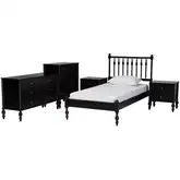 Callison Spindle 5 Piece Twin Bedroom Set in Black Wood