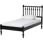 Callison Spindle Twin Platform Bed in Black Wood