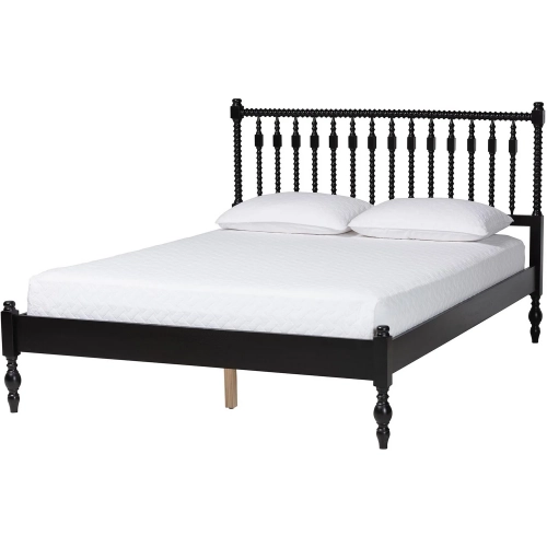 Callison Spindle Queen Platform Bed in Black Wood