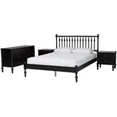 Callison Spindle 4 Piece Full Bedroom Set in Black Wood