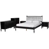 Callison Spindle 5 Piece Full Bedroom Set in Black Wood