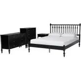 Denita Spindle 4 Piece Full Bedroom Set in Black Wood