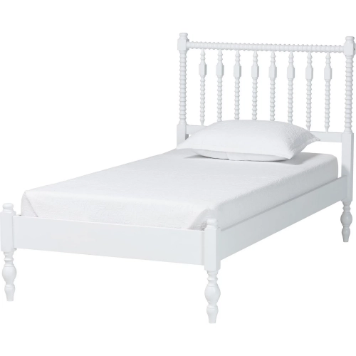 Callison Spindle Twin Platform Bed in White Wood