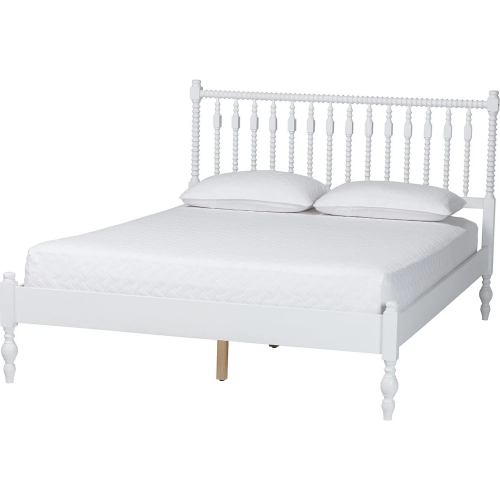 Callison Spindle Queen Platform Bed in White Wood