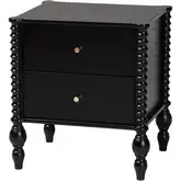 Callison Spindle 2 Drawer Nightstand in Black Wood