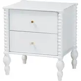 Callison Spindle 2 Drawer Nightstand in White Wood