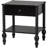 Callison Spindle 1 Drawer Nightstand in Black Wood