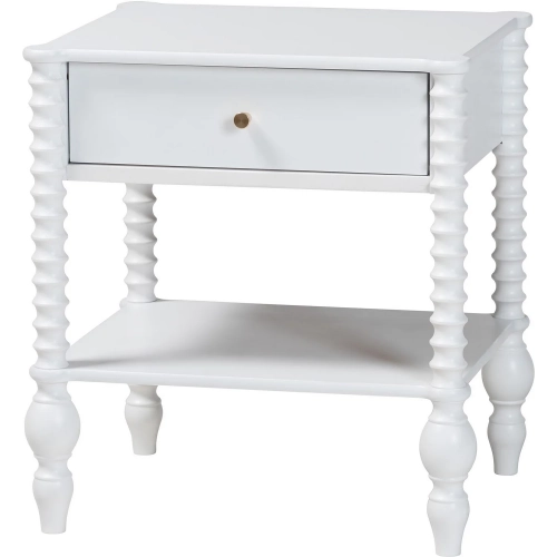 Callison Spindle 1 Drawer Nightstand in White Wood