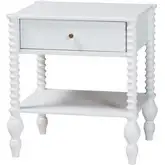 Callison Spindle 1 Drawer Nightstand in White Wood