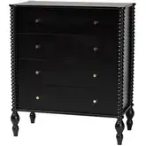 Callison Spindle 4 Drawer Chest in Black Wood