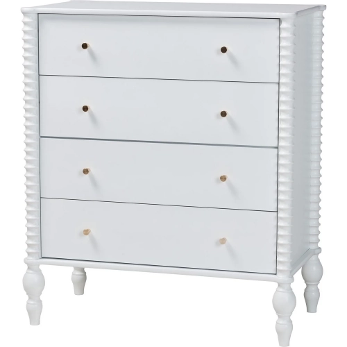 Callison Spindle 4 Drawer Chest in White Wood