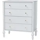 Callison Spindle 4 Drawer Chest in White Wood