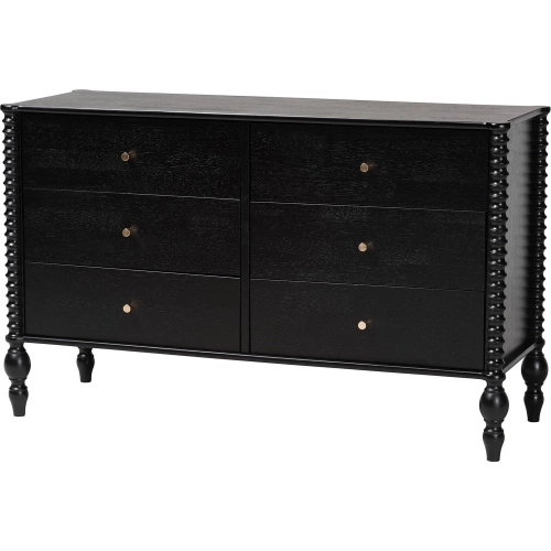 Callison Spindle 6 Drawer Dresser in Black Wood