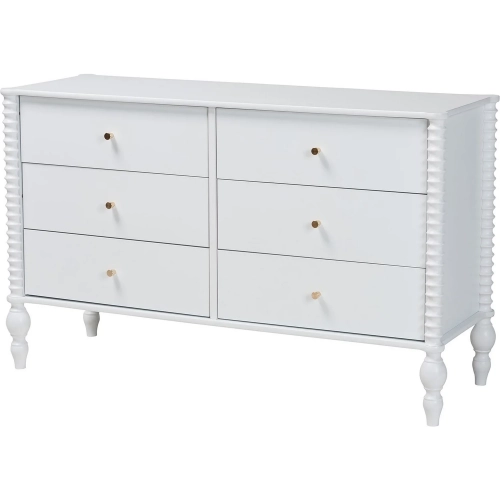 Callison Spindle 6 Drawer Dresser in White Wood