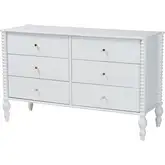 Callison Spindle 6 Drawer Dresser in White Wood