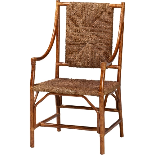 Ramos Accent Arm Chair in Marbled Tortoise Finish Rattan & Seagrass