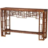 Tahlia Console Table in Hand Crafted Marbled Tortoise Finish Rattan