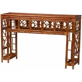 Wahid Console Table in Hand Crafted Marbled Tortoise Finish Rattan
