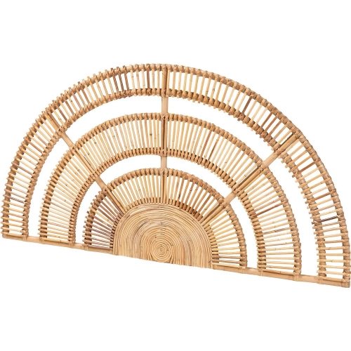 Luna Arched Half Moon Wall Mount Queen Headboard in Natural Rattan