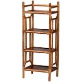 Basile 4 Tier Bookcase Hand Crafted Marbled Tortoise Natural Rattan