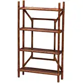 Basile Bookcase in Marbled Tortoise Rattan & Teak Wood