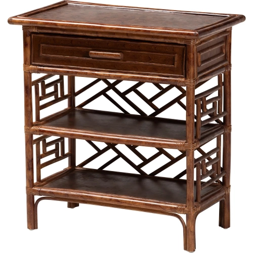 Daemyn 1 Drawer Nightstand in Marbled Tortoise Natural Rattan