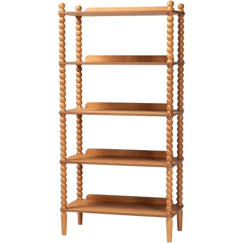 Lucera 5 Tier Bobbin Bookcase in Oak Brown Finish Wood