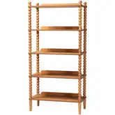 Lucera 5 Tier Bobbin Bookcase in Oak Brown Finish Wood