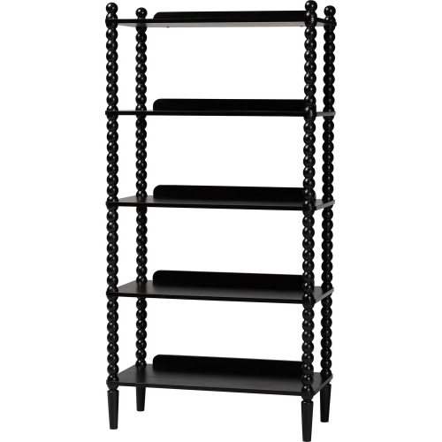 Lucera 5 Tier Bobbin Bookcase in Black Finish Wood