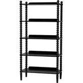 Lucera 5 Tier Bobbin Bookcase in Black Finish Wood