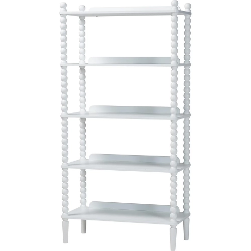 Lucera 5 Tier Bobbin Bookcase in White Finish Wood