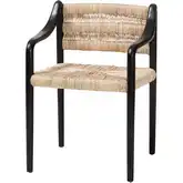 Onda Dining Arm Chair in Hand Woven Seagrass & Black Mahogany Wood (Set of 2)